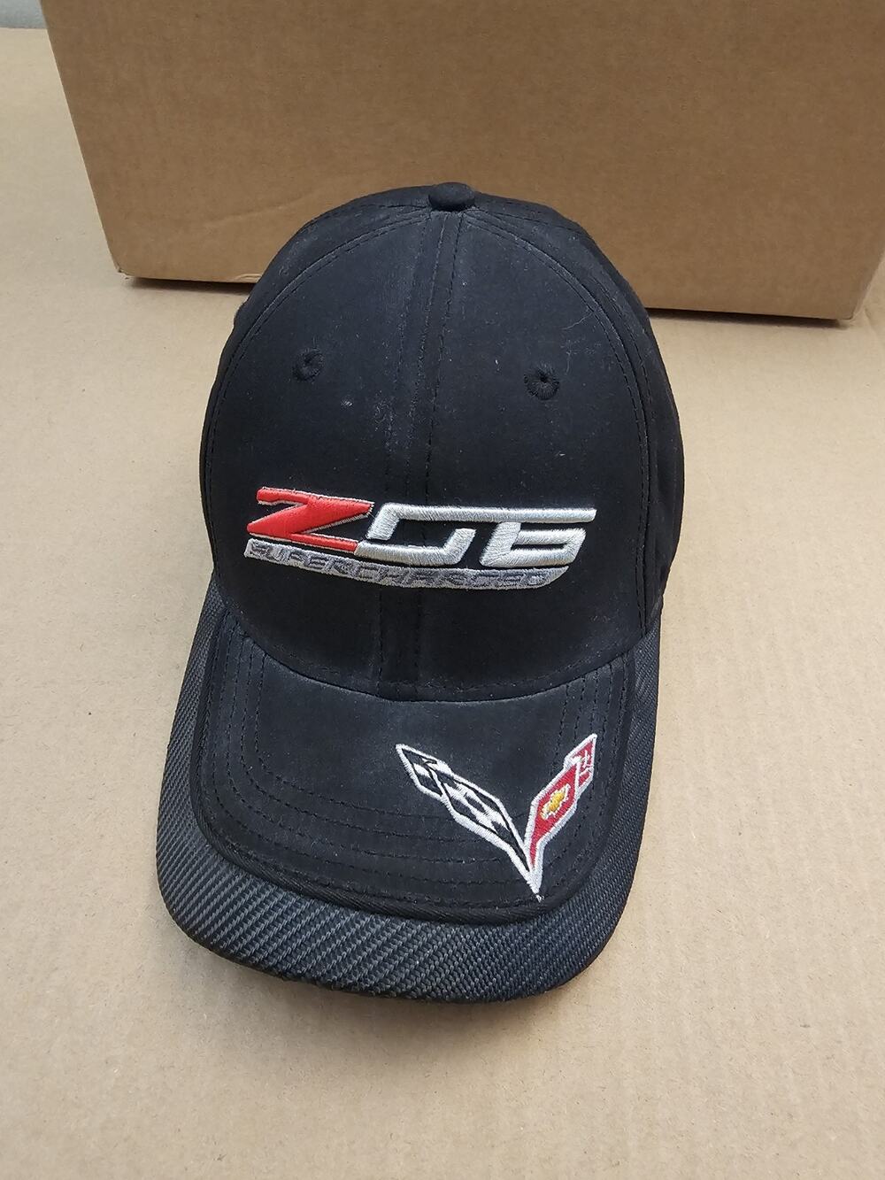 Ralph White Corvette Z06 Hat Cap Baseball Strap Back Black Mens One Size Auto
